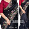 এক্সক্লুসিভ ইন্ডিয়ান বিচিত্রা সিল্ক কালো এমব্রয়ডারি কাজ করা পার্টি শাড়ি