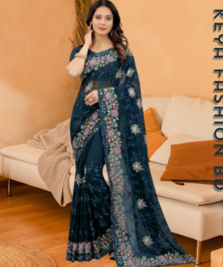 এক্সক্লুসিভ ইন্ডিয়ান ওয়েটলেস জর্জেট টরে এমব্রয়ডারি এবং স্টোন করা পার্টি শাড়ি